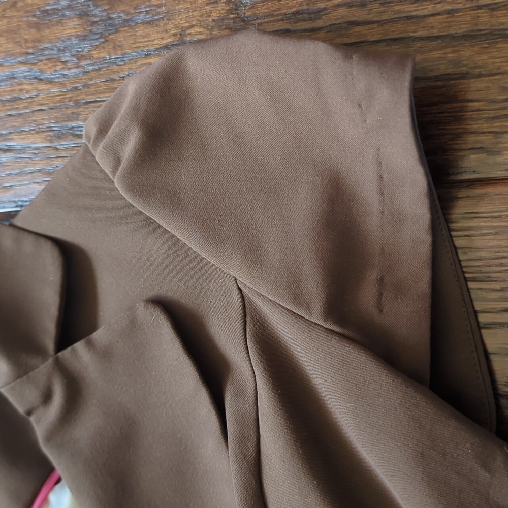 MISS BISOU I Cropped Brown Puffed Short Sleeve Blazer Jacket with Bow, M - Picture 7 of 13